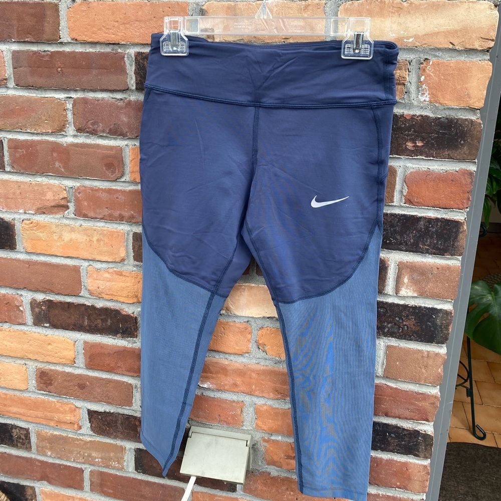 Nike Dri-fit cropped mesh leggings blue grey